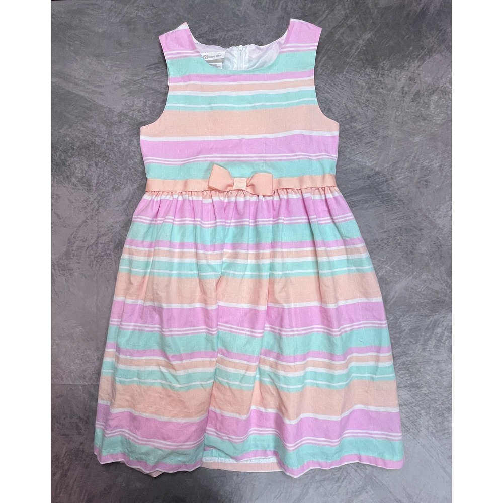 Bonnie Jean Cardigan Dress Set Girls 12 Multi Pastel Striped Bow Details Holiday